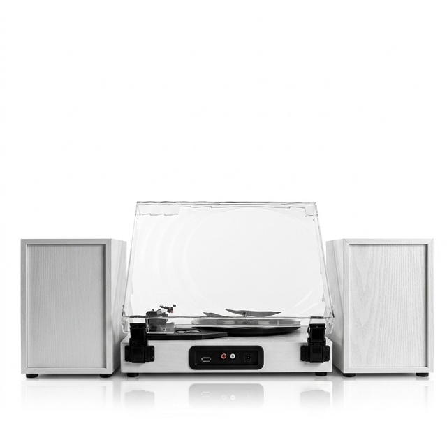 Wholesale Factory Price Custom Logo Elegant White 3-Speed Wireless External Speakers **Vinyl Record Player**