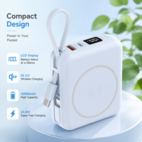 Power Bank Kapasitas Tinggi 10000mAh Ringkas Tren Terbaru 22.5W PD Pengisian Cepat QI 2.0 Nirkabel Magnetik Layar LCD Pabrik OME Terbaik