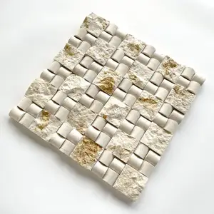 Pemasok ubin mosaik marmer krem batu pasir alami murah