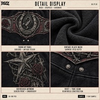 Pantalon de survêtement ultra ample 430GSM avec panneau latéral Thorn, imprimé métallique, effet vieilli, délavage vintage, rivets gunmetal, style streetwear, OEM ODM