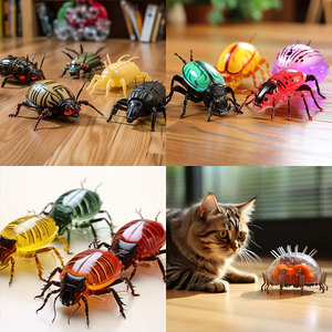 Ensemble de jouets insectes réalistes en silicone pour chats, jouet d'exercice manuel, modèle en plastique de couleur unie - Product Image 2