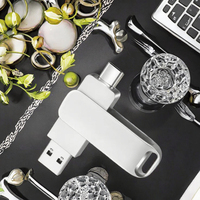 Custom 2-in-1 Silver Logo Key USB 3,0 Flash Drive 16GB Memory Stick para teléfono Computadora Laser Gadgets PenDrive Metal Construction