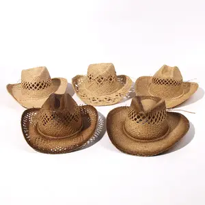 Spring and summer new western cowboy hat cross border knight hat sunshade retro style straw hat