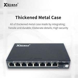 Convertisseur de média fibre optique Xicom 1 optique 8 électriques, 1 optique 1 électrique pour la surveillance des réseaux vidéo - Product Image 3