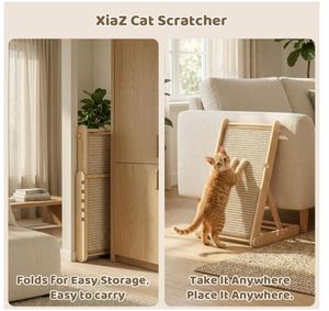 Grattoir à chat en sisal personnalisé de 31 pouces, planche à gratter pour chat en bois avec 5 hauteurs réglables, tapis en sisal, plateau à gratter incliné pour l'intérieur - Product Image 4