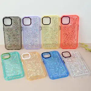hot selling bubble glitter 360 phone case proctor estuches fundas cellphone cover for iphone 15 tecno spark 10c xiaomi note 10