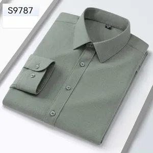 Camicie di lana a maniche lunghe da <span class=keywords><strong>uomo</strong></span> di alta qualità <span class=keywords><strong>Slim</strong></span> <span class=keywords><strong>Fit</strong></span> formale tinta unita <span class=keywords><strong>abiti</strong></span> firmati traspiranti per filati primaverili tinti - Product Image 5