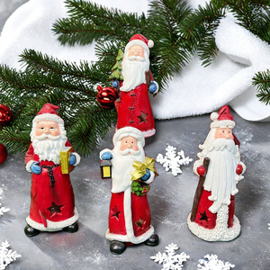 Vente en gros transfrontalière : Ornement de fête de Noël en résine époxy sculptée, motif Père Noël et Bonhomme de neige, style art populaire artistique, pour décoration de maison et de bureau - Product Image 3