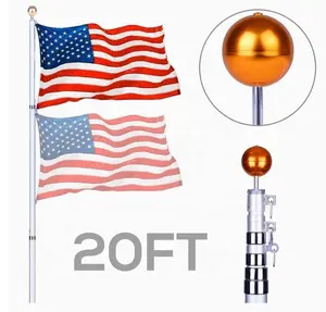 vlag 2 stuk Suppliers-Goedkope Prijs Zware 20FT Aluminium Telescopische Vlaggenmast Met 2 Stuks Usa Vlaggen
