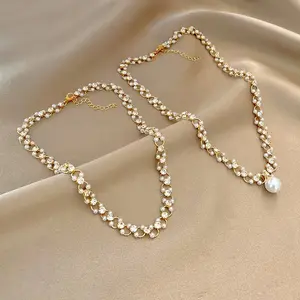 Fine Jewelry Designer Woven Flash Diamond Pearl collana accessori per le donne INS regalo per la festa della mamma