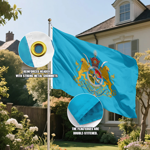 Drapeau d'Iran bleu ciel en gros, 3x5 pieds, avec armoiries royales, couronne, lion et soleil, pour décoration - Product Image 5
