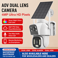 Caméra de sécurité solaire 4MP HD AOV à double objectif 4G pour extérieur, faible consommation d'énergie, CCTV avec surveillance à distance mobile