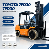Chariot élévateur Toyota 7FD30 à faible nombre d'heures de fonctionnement, équipé d'un moteur diesel 1DZ-2, puissance stable, équipement industriel, expédition mondiale
