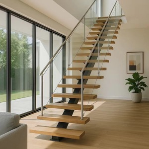 Escaliers flottants cantileverés à marches en bois renforcé, fiables et sécurisés, <span class=keywords><strong>pour</strong></span> espaces commerciaux haut de gamme et design de salles d'exposition - Product Image 1