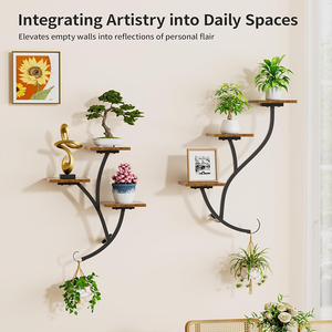 Jardinières murales pour plantes d'intérieur, <span class=keywords><strong>support</strong></span> mural à 3 niveaux pour plantes suspendues, étagères pour plantes de fenêtre intérieures pour le salon - Product Image 2