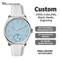 Montres automatiques avec cadran guilloché bleu glace, mouvement 9015, petites secondes, verre saphir, logo personnalisé, fabricants de montres OEM, GM0060