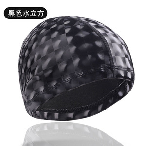 Bonnet de bain à carreaux gris pour adultes, imperméable, confortable, protection des oreilles, vêtements de bain - Product Image 2