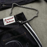 Ensemble veste et jean streetwear respirant pour homme, automne, logo brodé sur le devant, coton épais, coupe ample