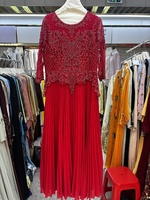 Robe longue plissée de luxe dorée faite à la main avec perles, prête à l'emploi, pour femme musulmane, élégante et modeste, avec pompons, pour soirée et fête