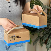 Boîte en papier kraft personnalisée, boîte d'emballage portable pour croissants, boîte à emporter pour pâtisseries, conteneur jetable pour desserts de boulangerie