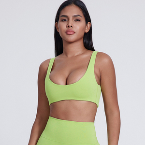 Compressione Comfort da donna XL reggiseno da corsa elasticizzato morbido collo a U manica aperta posteriore imbottita Top stampato semplice sport Yoga - Product Image 2