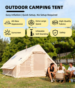 Tente de camping de luxe pliable, gonflable, imperméable, portable, pour toit de voiture, pour famille, utilisation estivale, double couche, une chambre - Product Image 4