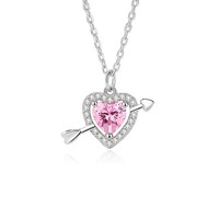 Colliers en forme de cœur Dan Jewelry, collier avec pendentif en argent sterling 925, avec flèche en zircone cubique rose 5A