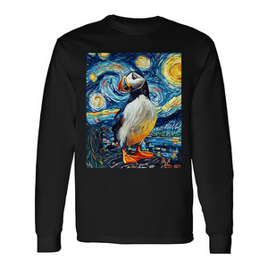 T-shirt à manches longues style Van Gogh Nuit étoilée avec motif Puffin Sea Bird - Product Image 2