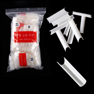 Media cubierta acrílica francesa, 500 unidades, <span class=keywords><strong>Xxl</strong></span> C, puntas curvas, recta, transparente, larga, cónica, cuadrada - Product Image 4