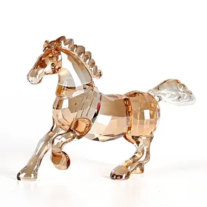 JY Wholesale Custom Size K9 Crystal Glass Painted Crystal Horse With Gift Box