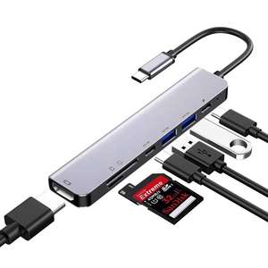 Lector de tarjetas de carga 4K 7 en 1 <span class=keywords><strong>USB</strong></span> <span class=keywords><strong>C</strong></span> a <span class=keywords><strong>HDMI</strong></span> Hub PD con interfaz de aleación de aluminio para MacBook Pro <span class=keywords><strong>Samsung</strong></span> Galaxy Series, etc. - Product Image 1