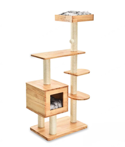 شجرة القط ، خشبية حديثة برج للقط القط الأثاث مع القابلة للإزالة و قابل للغسل الحصير للقطط الكبيرة والقطط والحيوانات الأليفة - Product Image 4