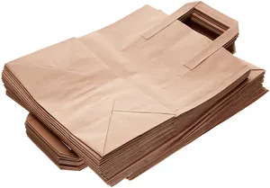 Wholesale Brown Flat Handle Paper Bags with External Handle Design Durable Kraft Shopping Bags for Retail Clothing Gifts Bakery - Product Image 3