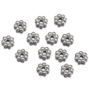 Cuentas espaciadoras de flores de acero inoxidable chapadas en oro para accesorios de fabricación de joyería DIY, forma redonda de 6 mm - Product Image 4