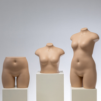 Manekin Torso Wanita Plus Size Berlekuk dengan Warna Kulit Matte, Bahan Fiberglass Setengah Badan untuk Pajangan Toko Lingerie