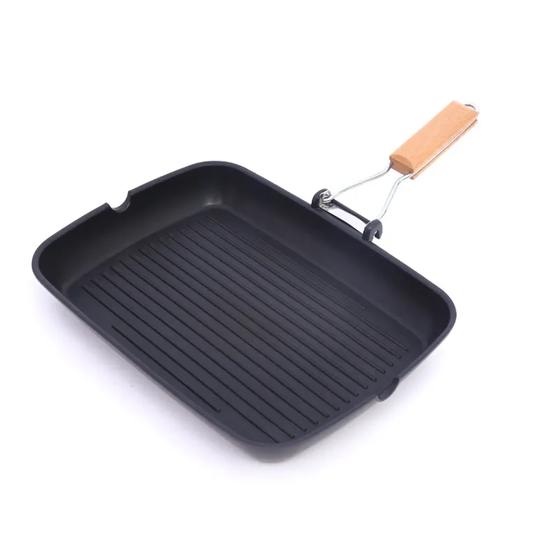 Breakfast frying pan Nonstick frying pan pancakes striped plate rectangular aluminum alloy frying pan