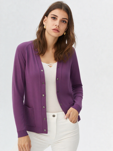 2026 <strong>UK</strong> HOT SELLING Custom Oem&amp; Odm Sweater Solid <strong>Long</strong> Spring V-Neck <strong>Cardigan</strong> <strong>Women</strong> - Product Image 2