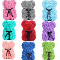 Teddyberen met doos bloemen 40cm 25cm rozen Valentijnsdag schuimhart rood cadeau cadeaus kunstmatige mini geconserveerde Valentijnsroos beer