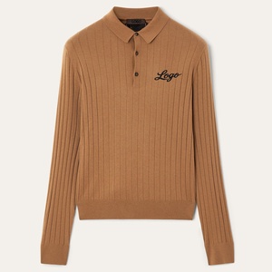 Polo Iconica di Lusso da Uomo in Lana Vicuña Naturale Colore Vicuña Scuro Maglieria di Alta Gamma con Ricamo Personalizzato - Product Image 1