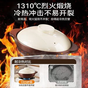 Clay Pot Stew Pot 1.3L 2.1L 2.8L 3.6L Heat Resistant For Household Cooking With Lid For Soup And Stew - Product Image 4