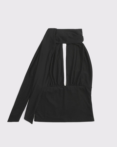 Haut court dos nu noir personnalisé Leduo pour femme, style décontracté avec taille nouée et sans manches - Product Image 3