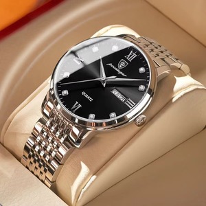 Montre-bracelet de luxe pour homme Drioshipping, bracelet en acier inoxydable, étanche, lumineuse, à quartz, boîtier en alliage, style professionnel - Product Image 2