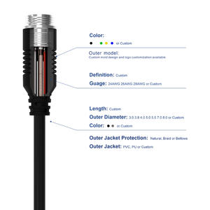 무소음 GX16 9핀 후방카메라 신호 케이블 - 다채널 후방카메라 시스템용 2채널 유연 PVC - Product Image 5