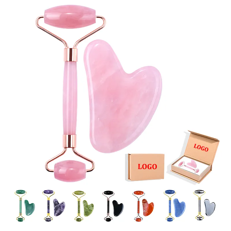 Rose Quartz Jade Roller Gua Sha