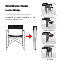 Chaise de maquillage pliable portable d'extérieur, chaise de réalisateur de camping en acier robuste