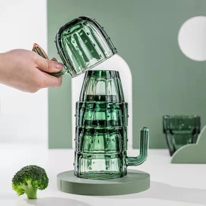MM 크리에이티브 인스 윈드 캑터스 유리컵 내열 차 가정용 두꺼운 물컵 선물세트 - Product Image 1