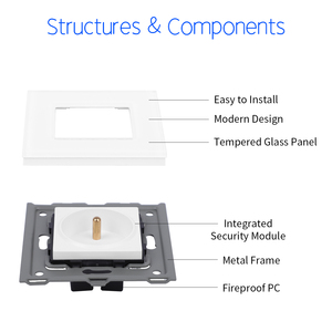 Bingoelec High Quality 86 Type Wall <strong>Light</strong> <strong>Socket</strong> 16A French <strong>Socket</strong> with Glass Material for Home Use Europe Standard - Product Image 4