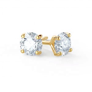 Boucles d'oreilles clous ZYO personnalisées en argent fin 925 plaqué or avec moissanite VVS taille ronde, design classique et simple, pour femmes et hommes - Product Image 1