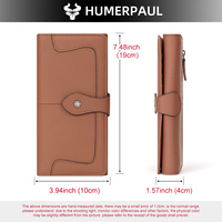 Portefeuille pour femme en cuir véritable HUMERPAUL avec blocage anti-RFID, plusieurs emplacements pour cartes et pochette pour téléphone, sac à main en cuir original