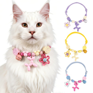 Cute <b>Balloon</b> Dog <b>Flower</b> Pet Collar For Cats And Dogs Spring Summer Accessory Small Medium Size Cartoon Style Decorations - Product Image 1